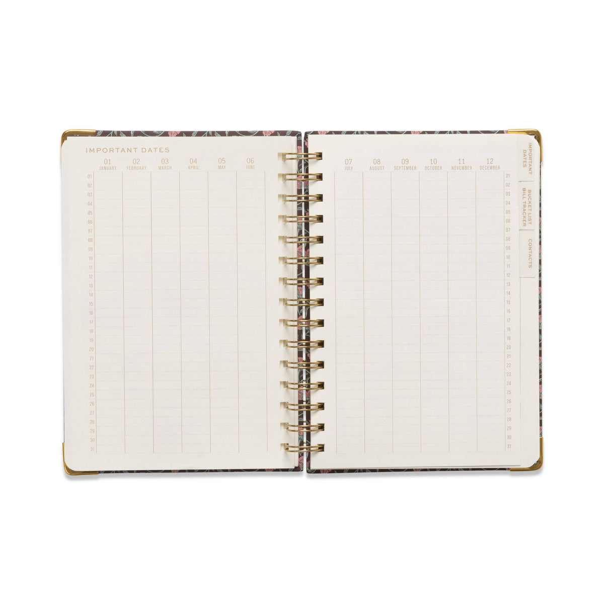 13 Month Perpetual Planner - Burgundy Vintage Floral