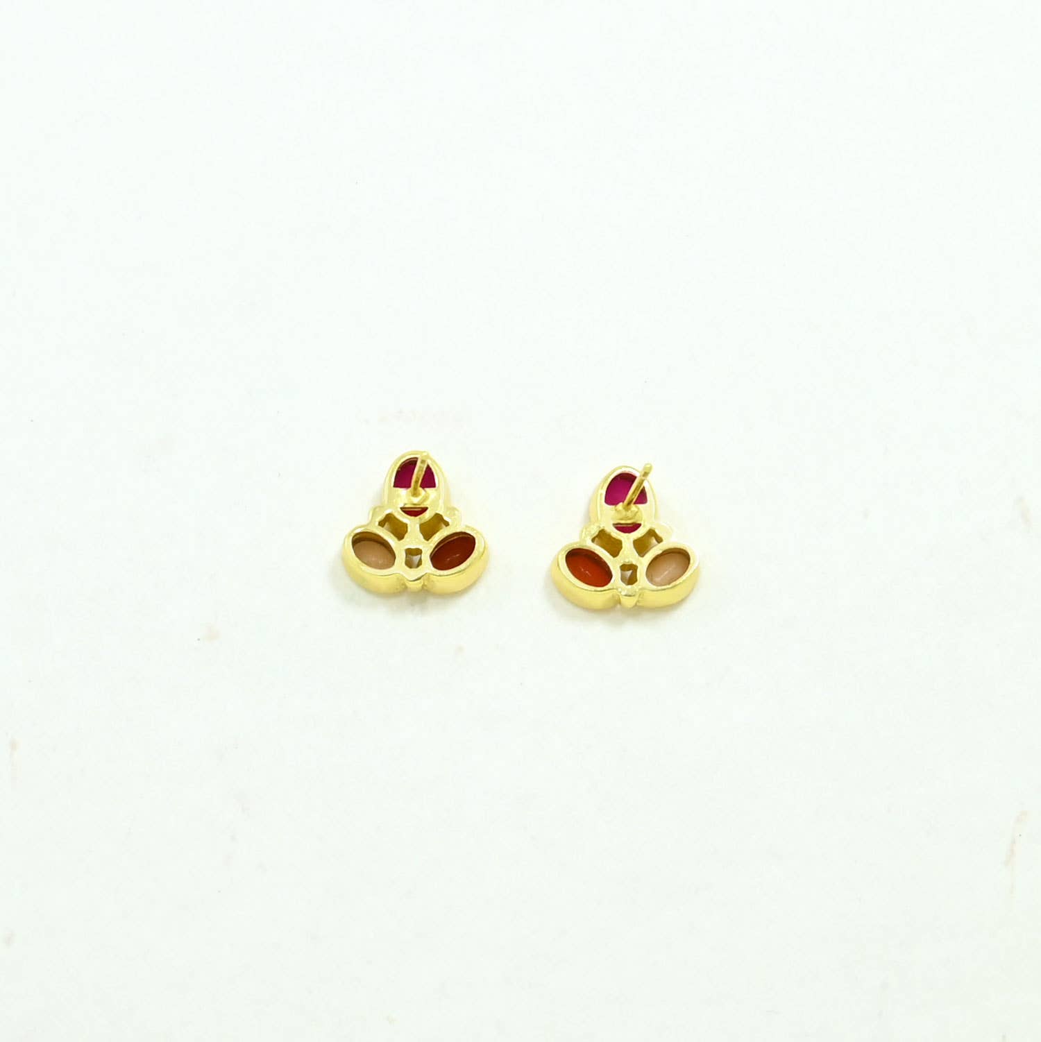 Cyra Stud Earring Gold Plated - Pink Fuchsia & Carnelian