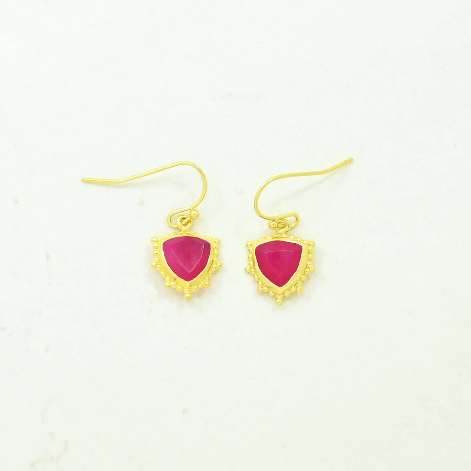 Eliana Earring Gold Plated - Pink Fuchsia Onyx