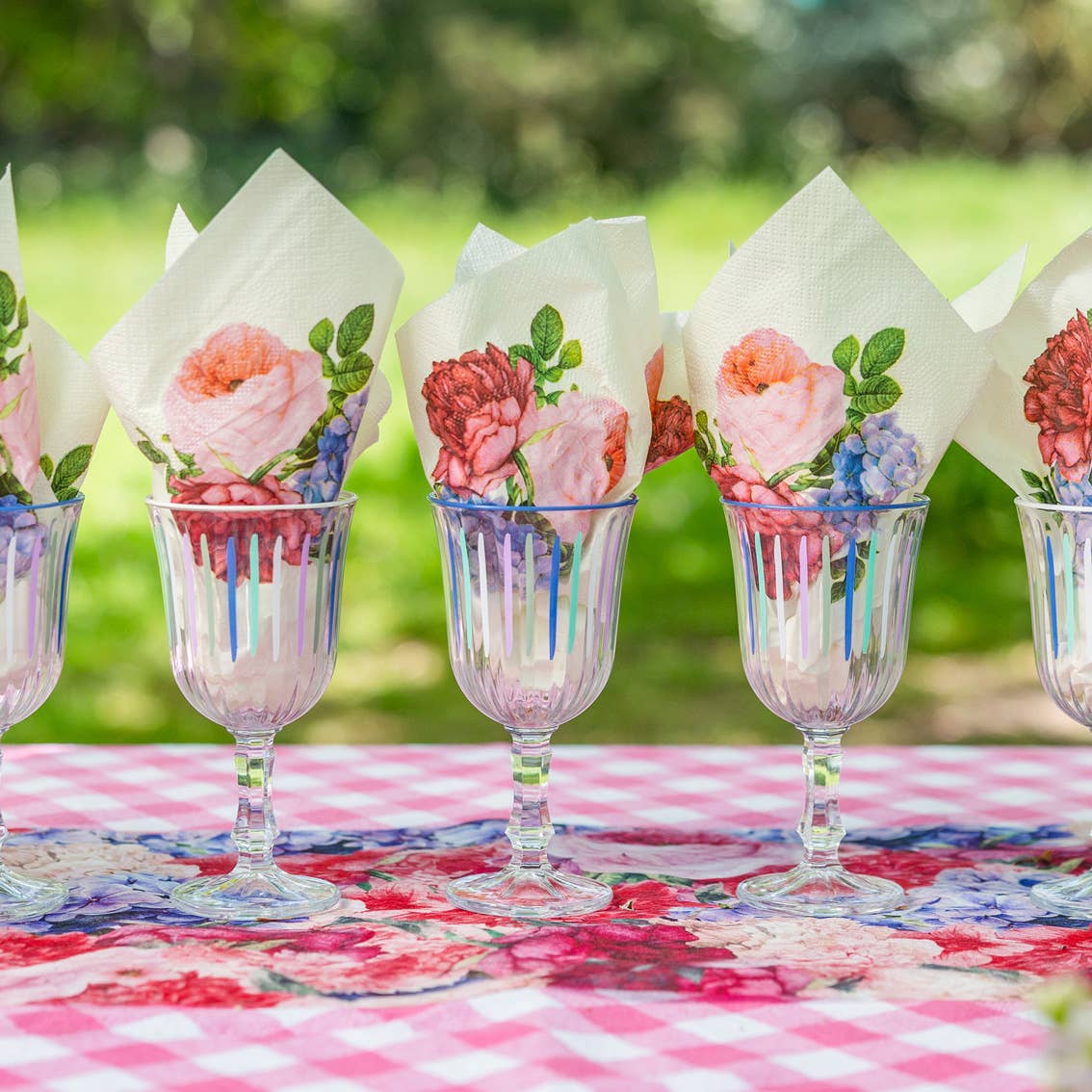 Blue & White Striped Wine Glasses