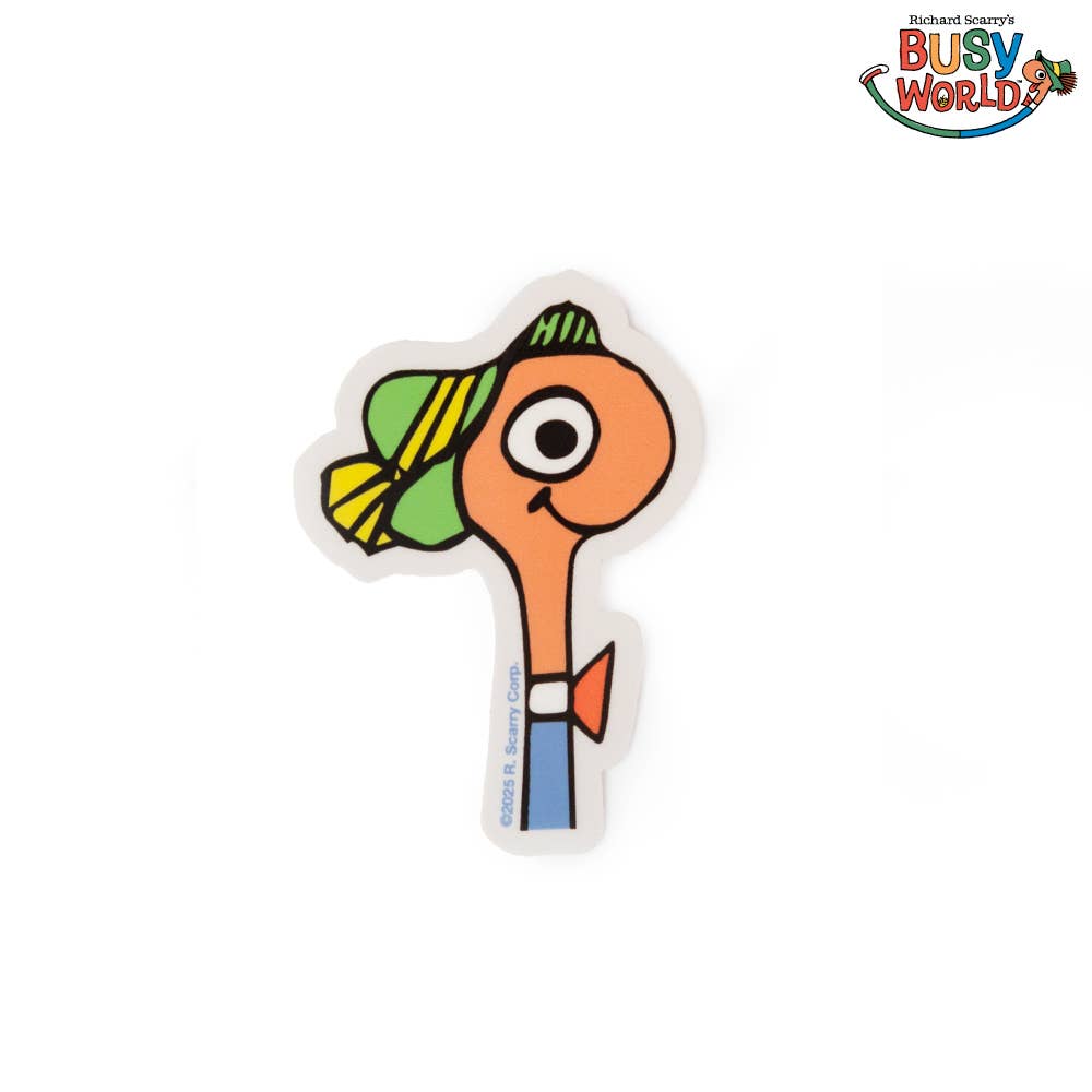 Richard Scarry Lowly Worm Bust Sticker