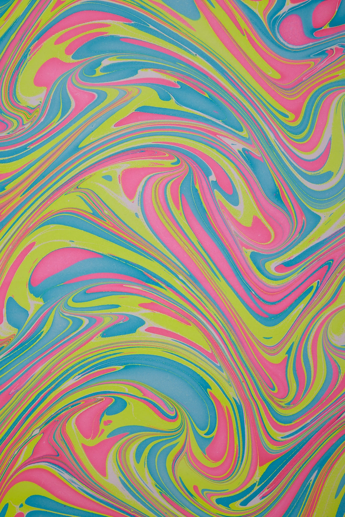 Neon Waves Handmade Marbled  Paper