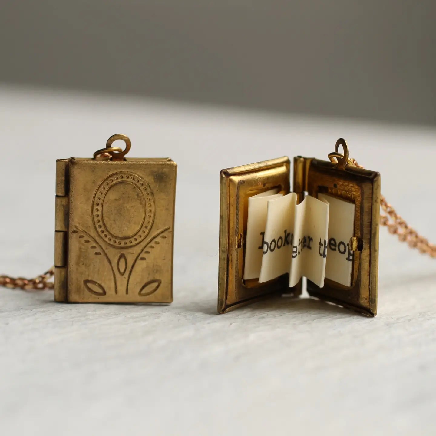 Flower Book Locket Necklace