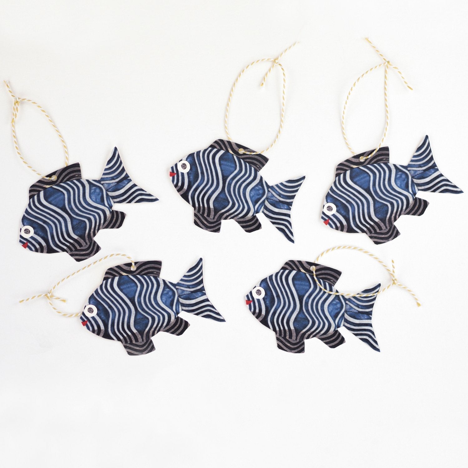 Set Of Five Fishy Gift Tags