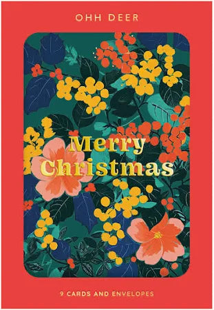 Pack Of 9 Festive Florals Christmas Cards