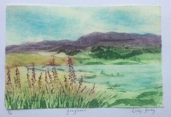 Foxgloves Collagraph Print