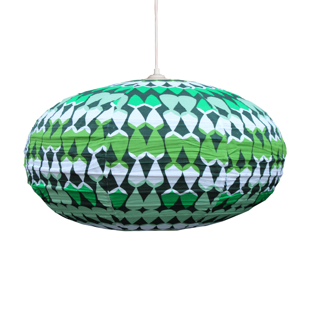 Small 60cm Green & Cream Malibu Cotton Pendant Lampshade