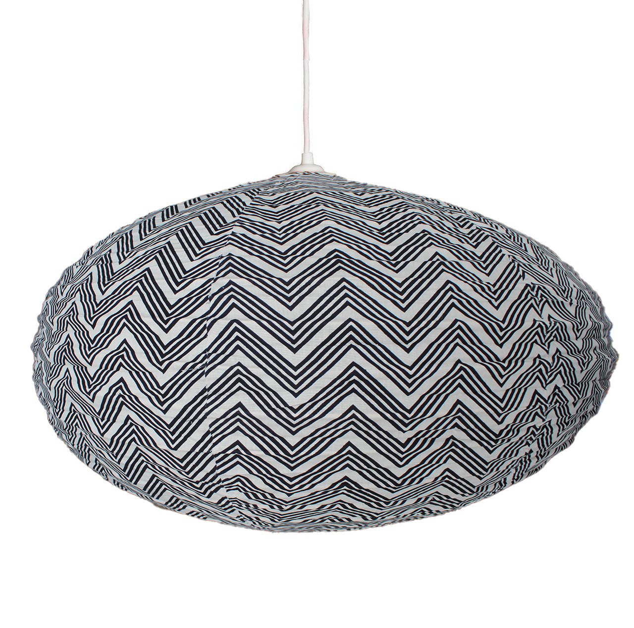 Large 80cm Grey & Black Kuba Cotton Pendant Lampshade