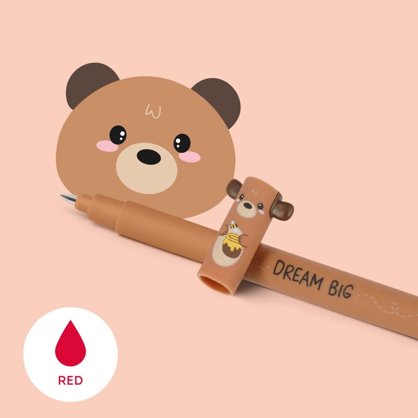 Teddy Bear Erasable Gel Pen - Red Ink