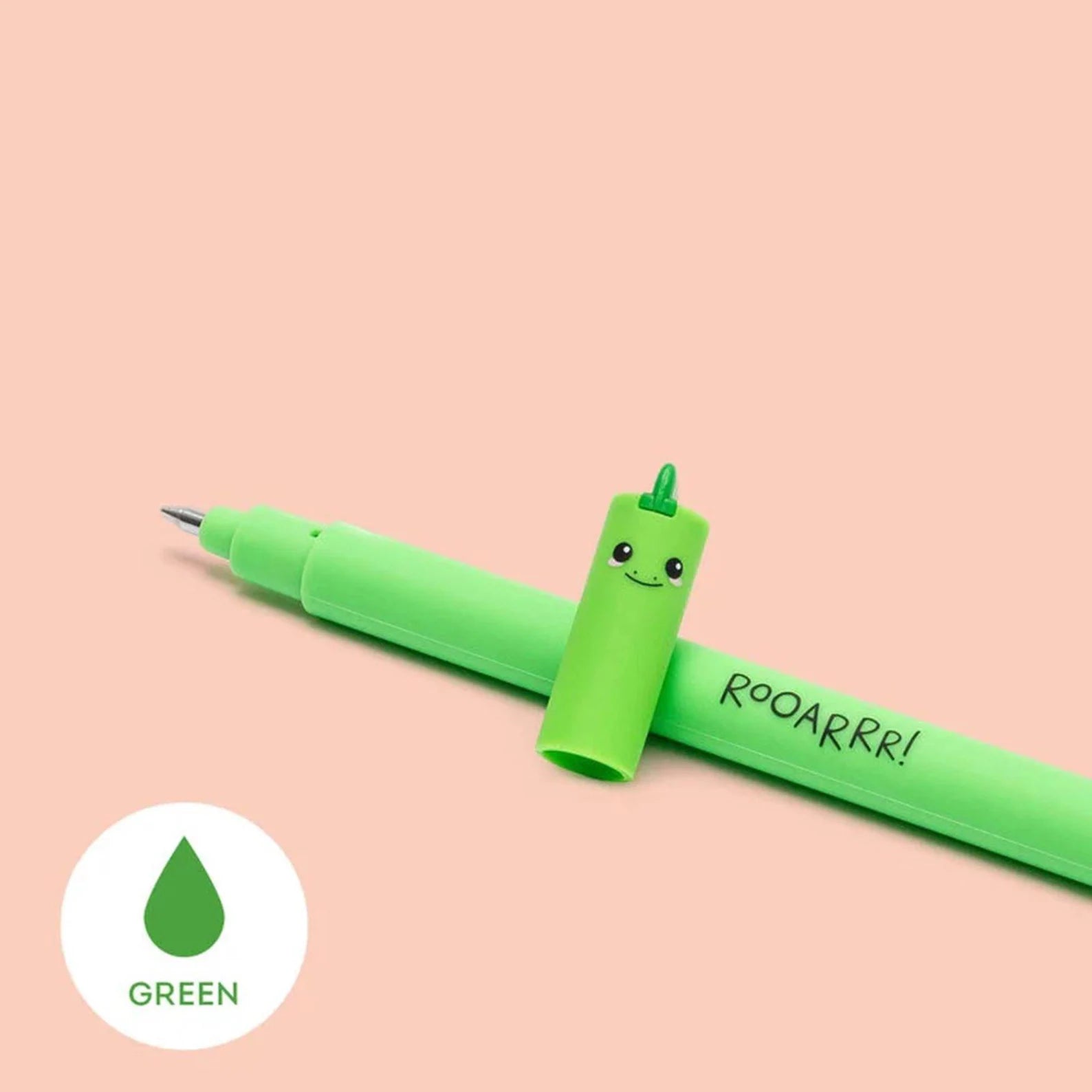Dinosaur Erasable Gel Pen - Green Ink