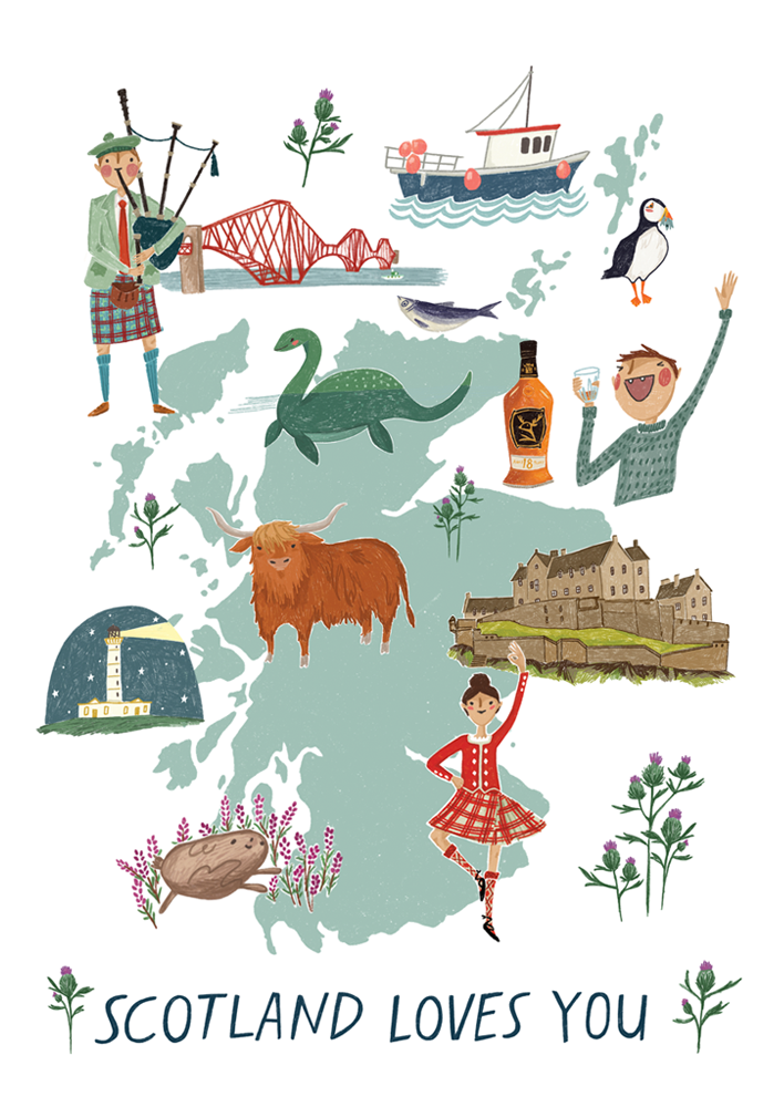 Scotland Loves You Art Print - A5