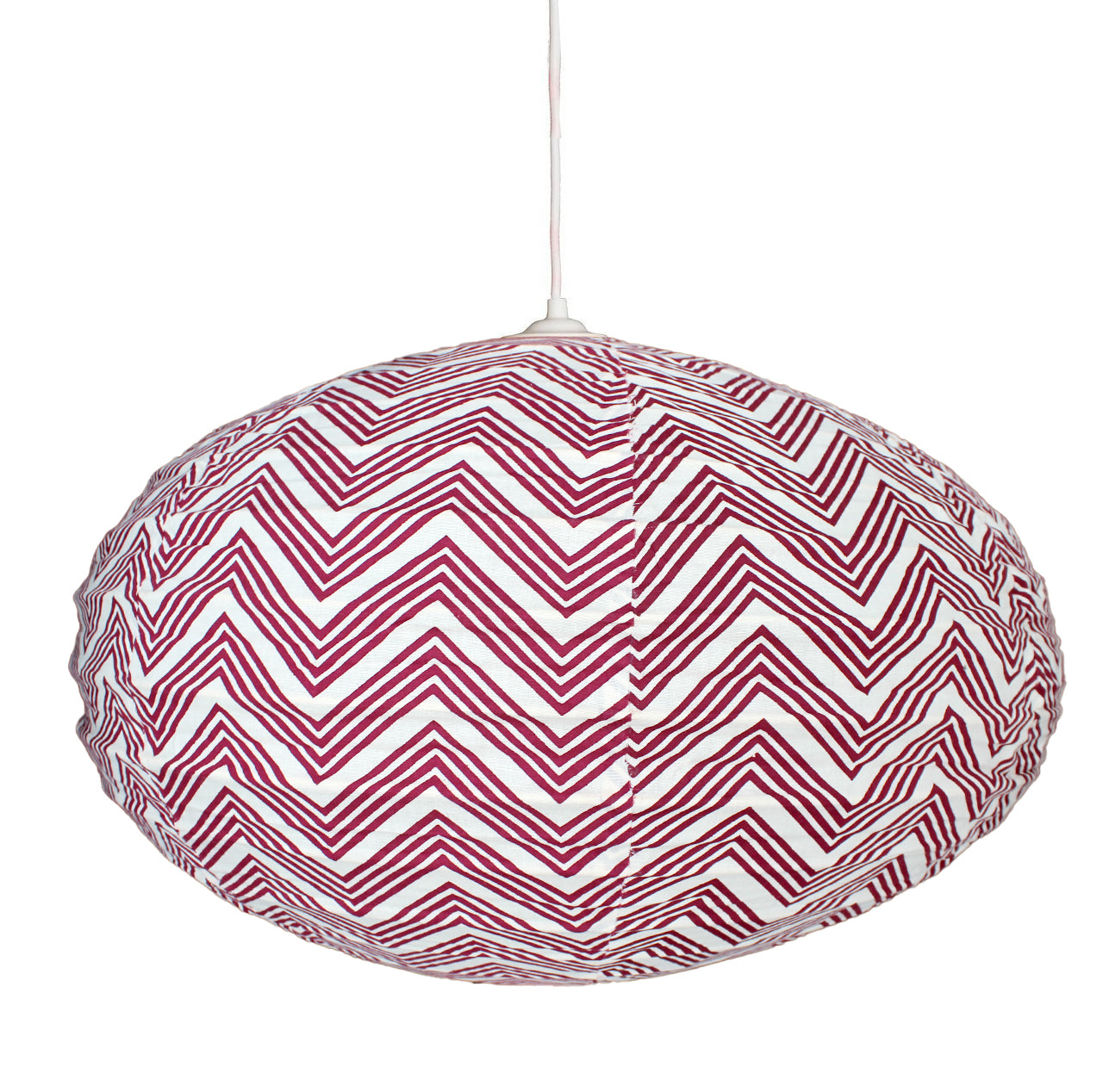 Small 60cm Cream & Maroon Kuba Cotton Pendant Lampshade