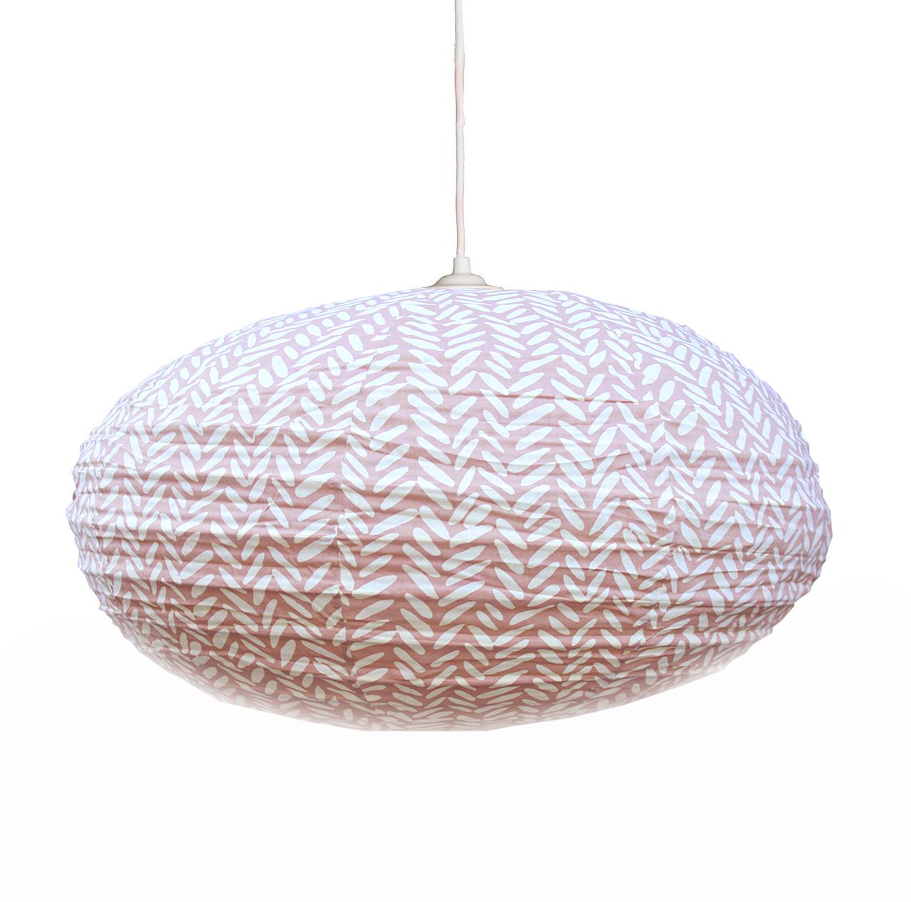 Large 80cm Cream & Plaster Pink Rice Cotton Pendant Lampshade