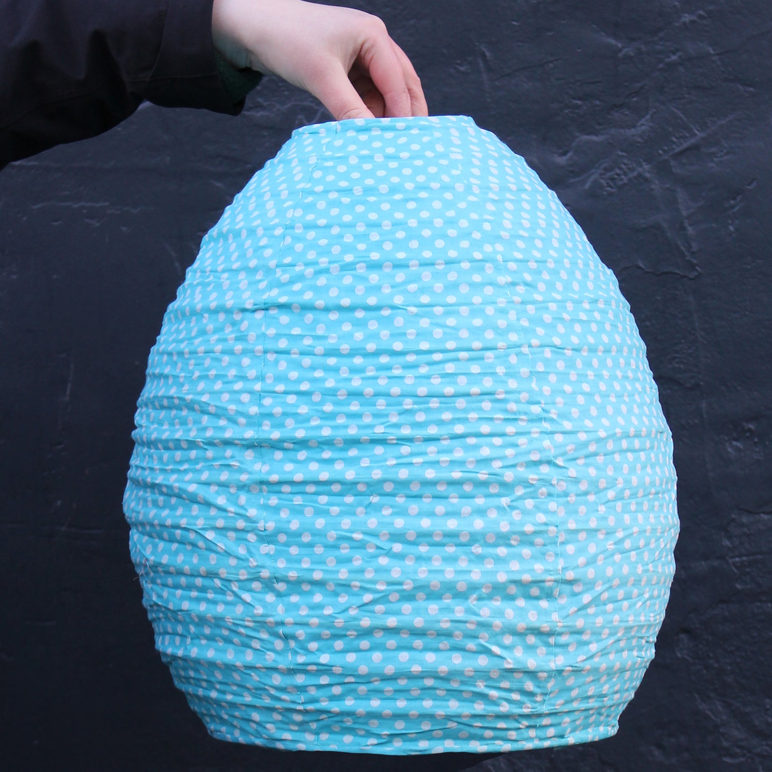 Egg 35cm Blue & Cream Mini Dot Cotton Pendant Lampshade