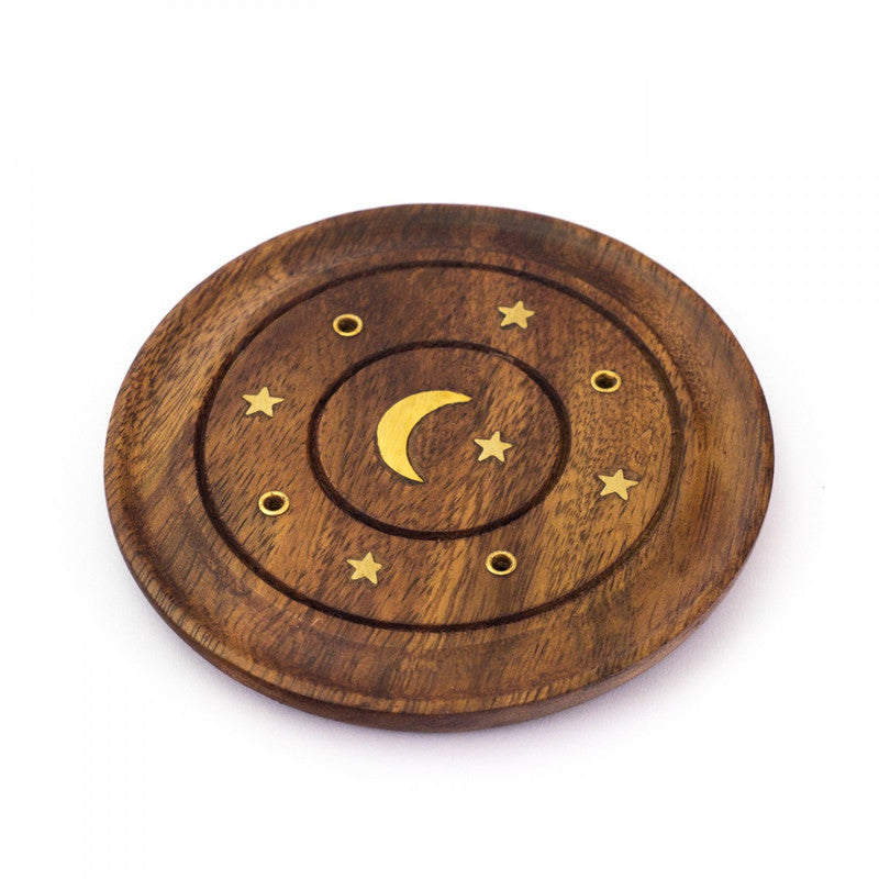 Moon & Stars Wooden Incense Burner Plate
