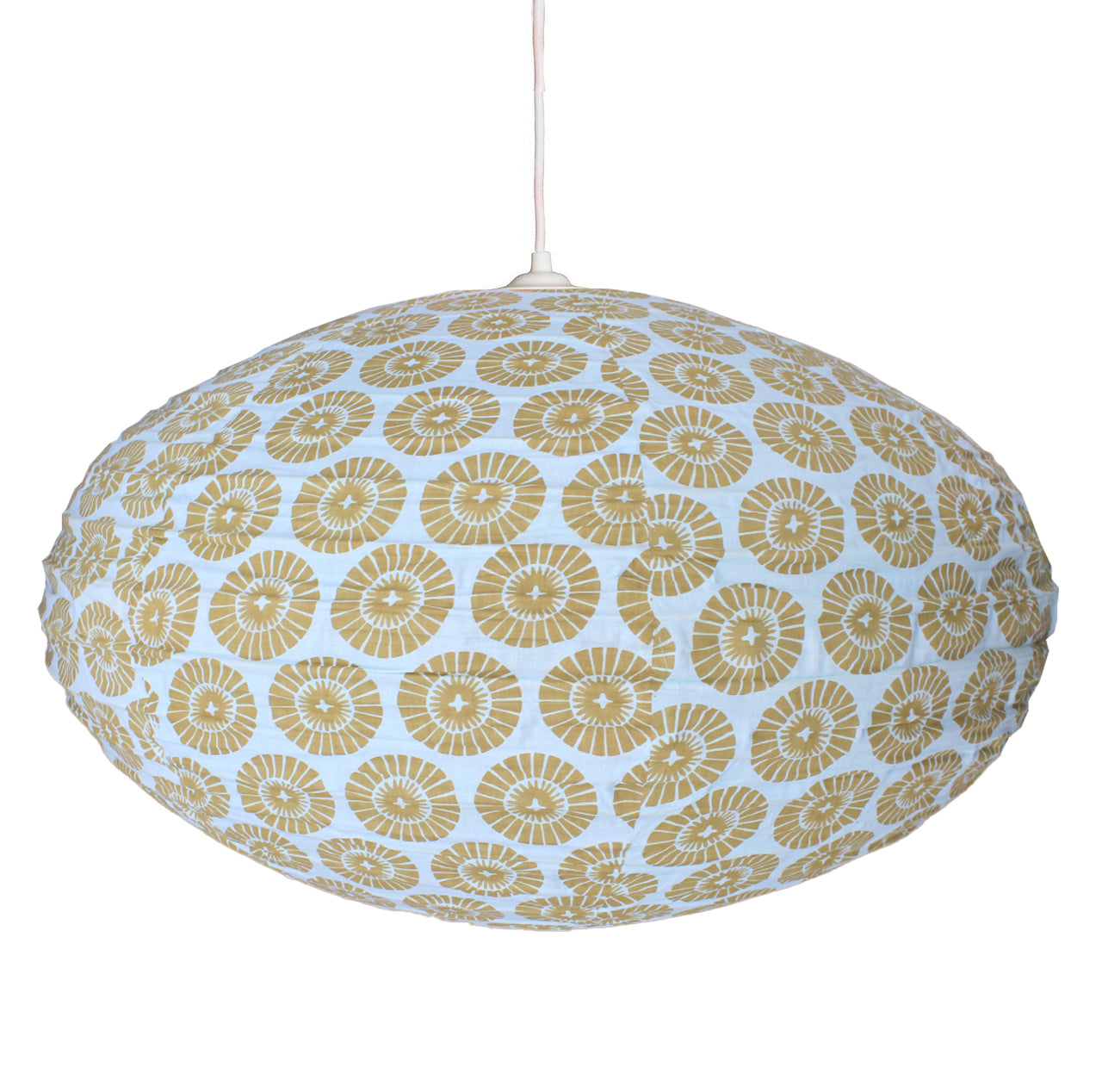 Large 80cm Olive & Turquoise Oki Cotton Pendant Lampshade