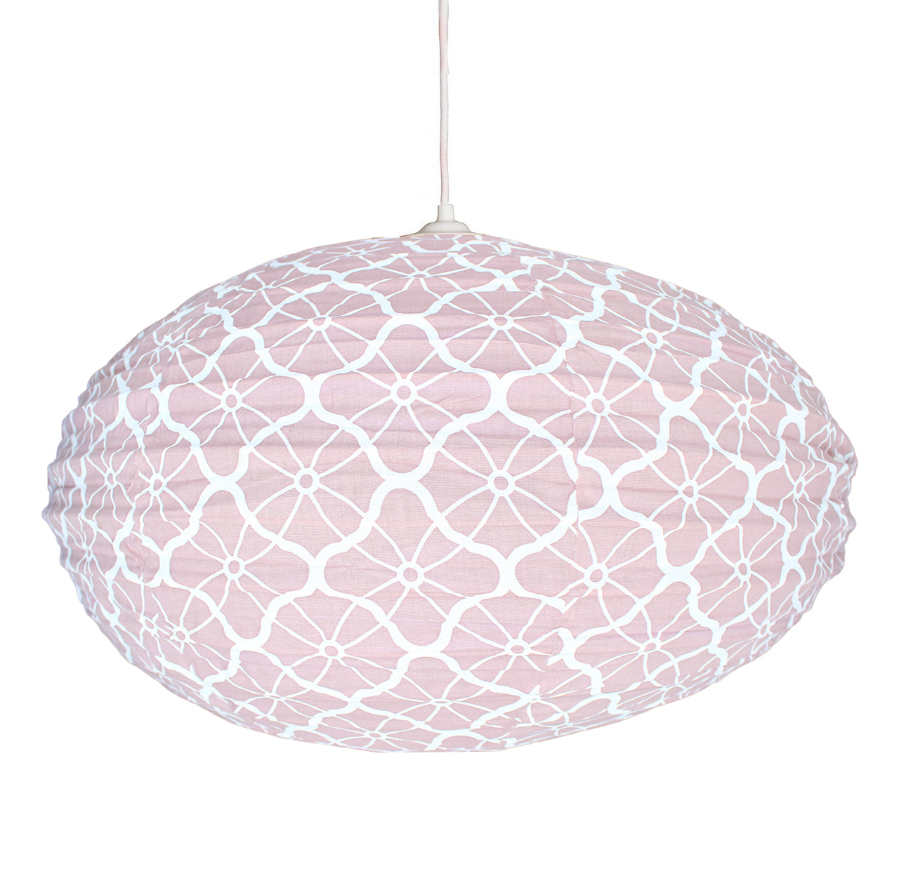 Large 80cm Cream & Plaster Pink Lotus Cotton Pendant Lampshade