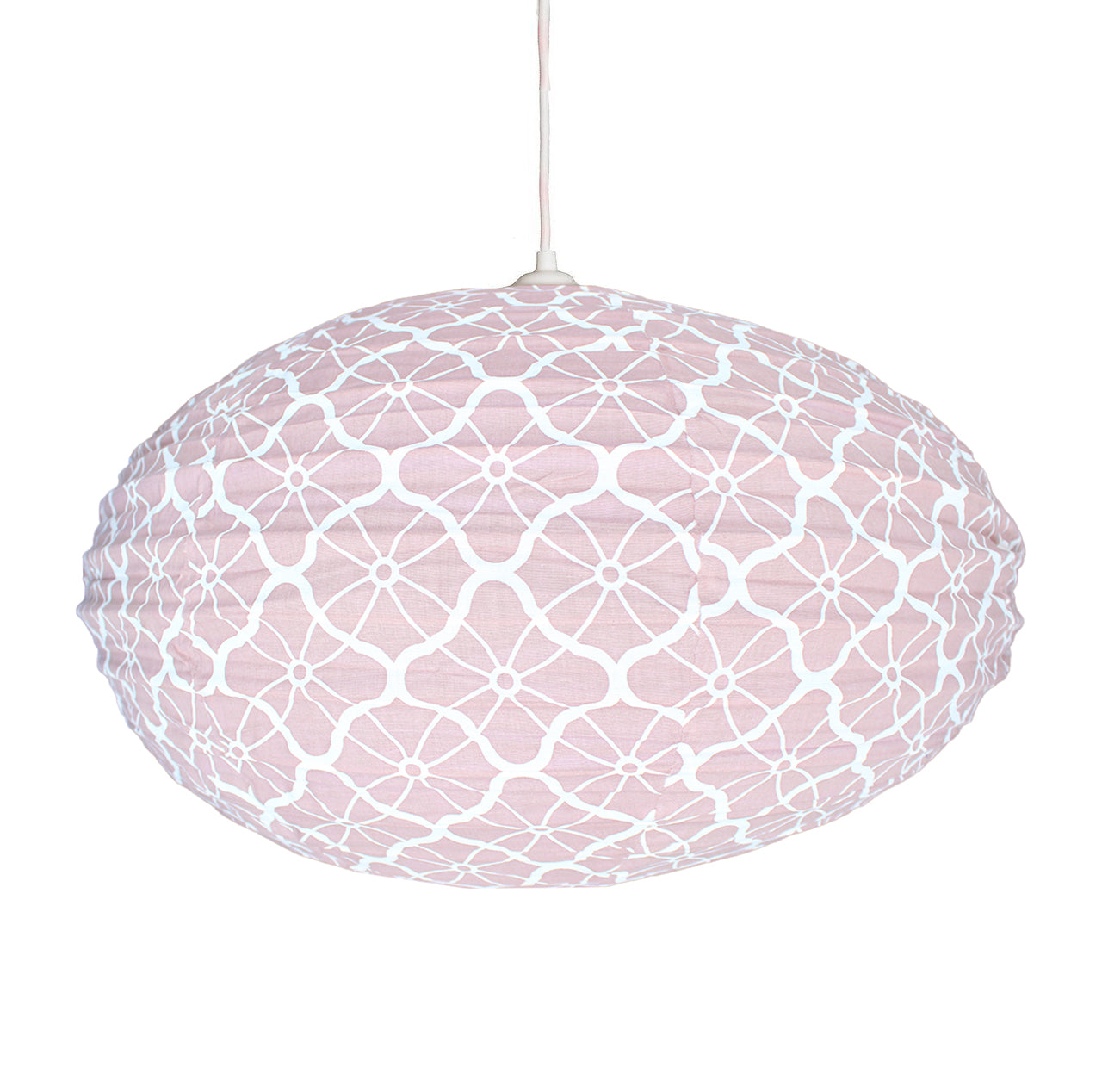 Small 60cm Cream & Plaster Pink Lotus Cotton Pendant Lampshade