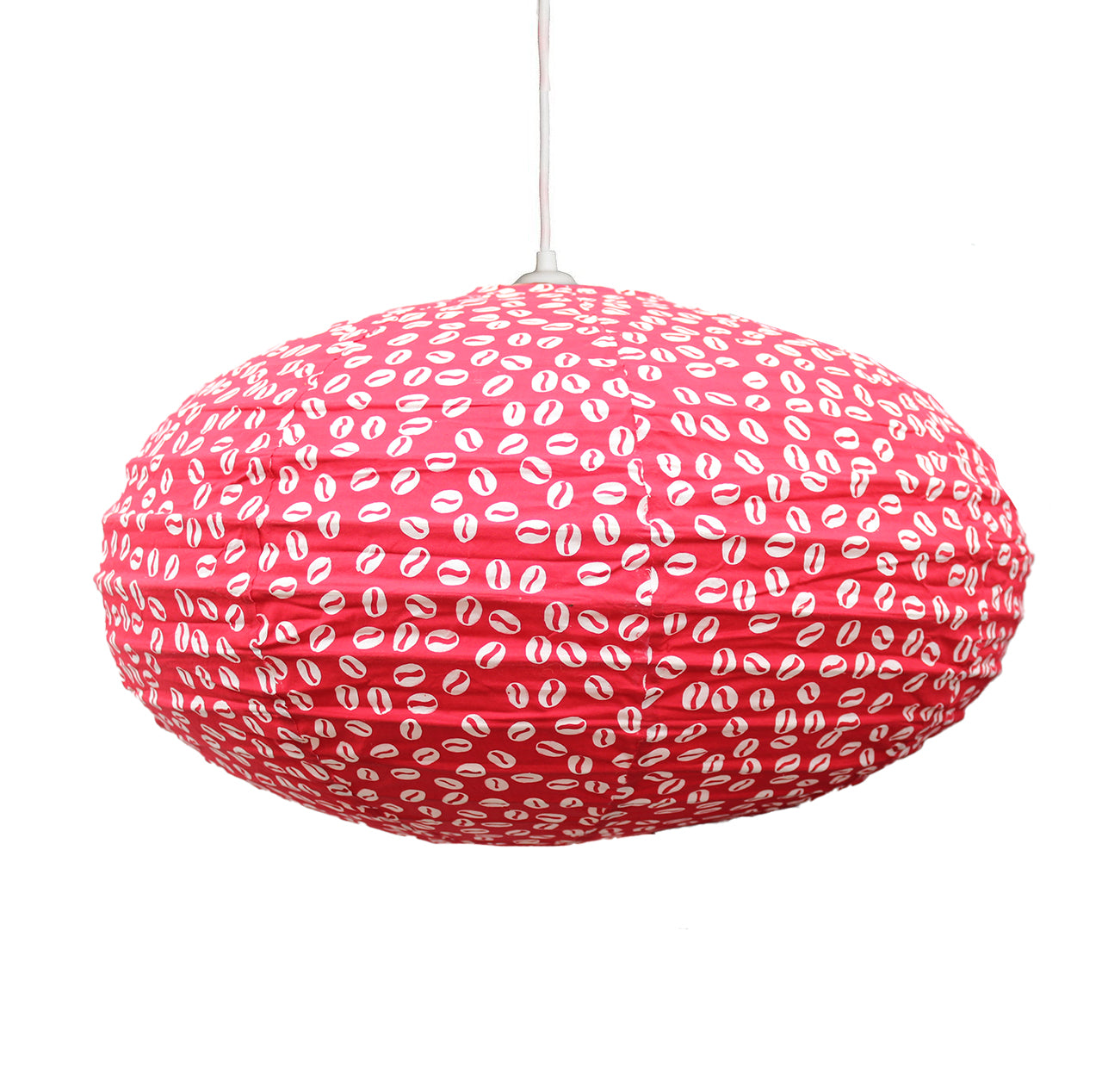 Small 60cm Cream & Red Shell Cotton Pendant Lampshade