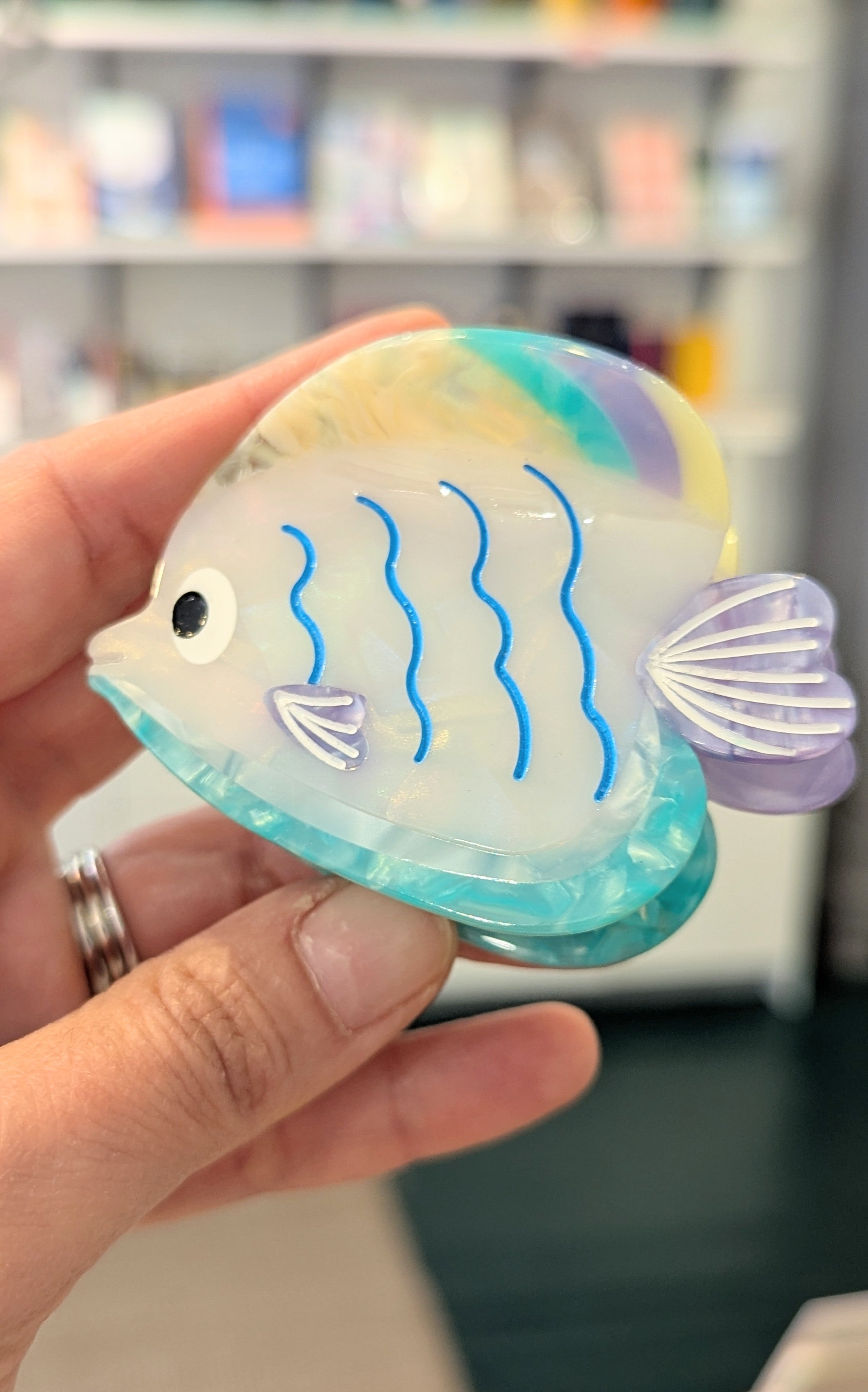 Colourful Reef Fish Eco Acetate Hair Clip - Turquoise & Purple
