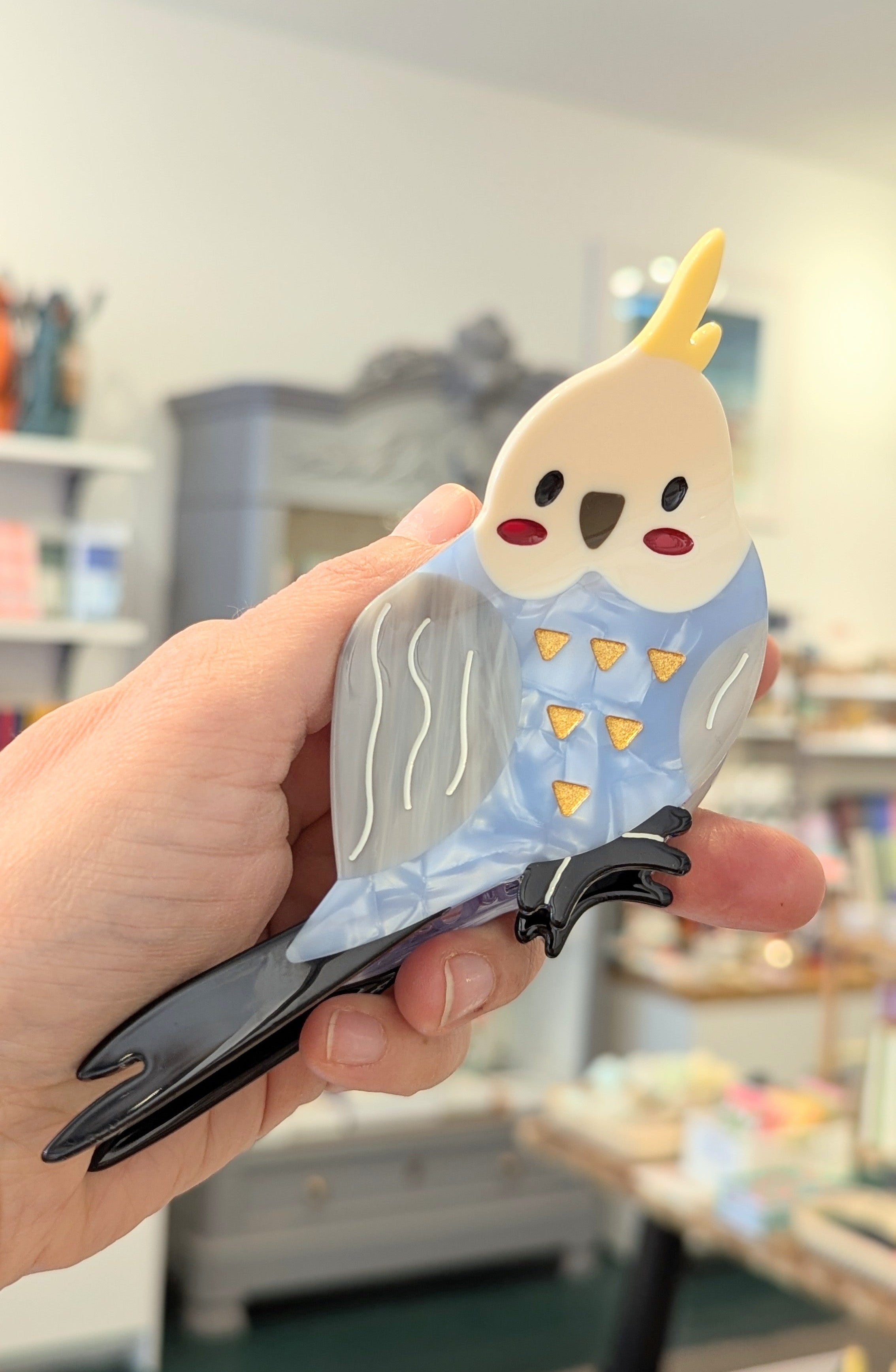 Blue Cockatiel Eco Acetate Hair Clip