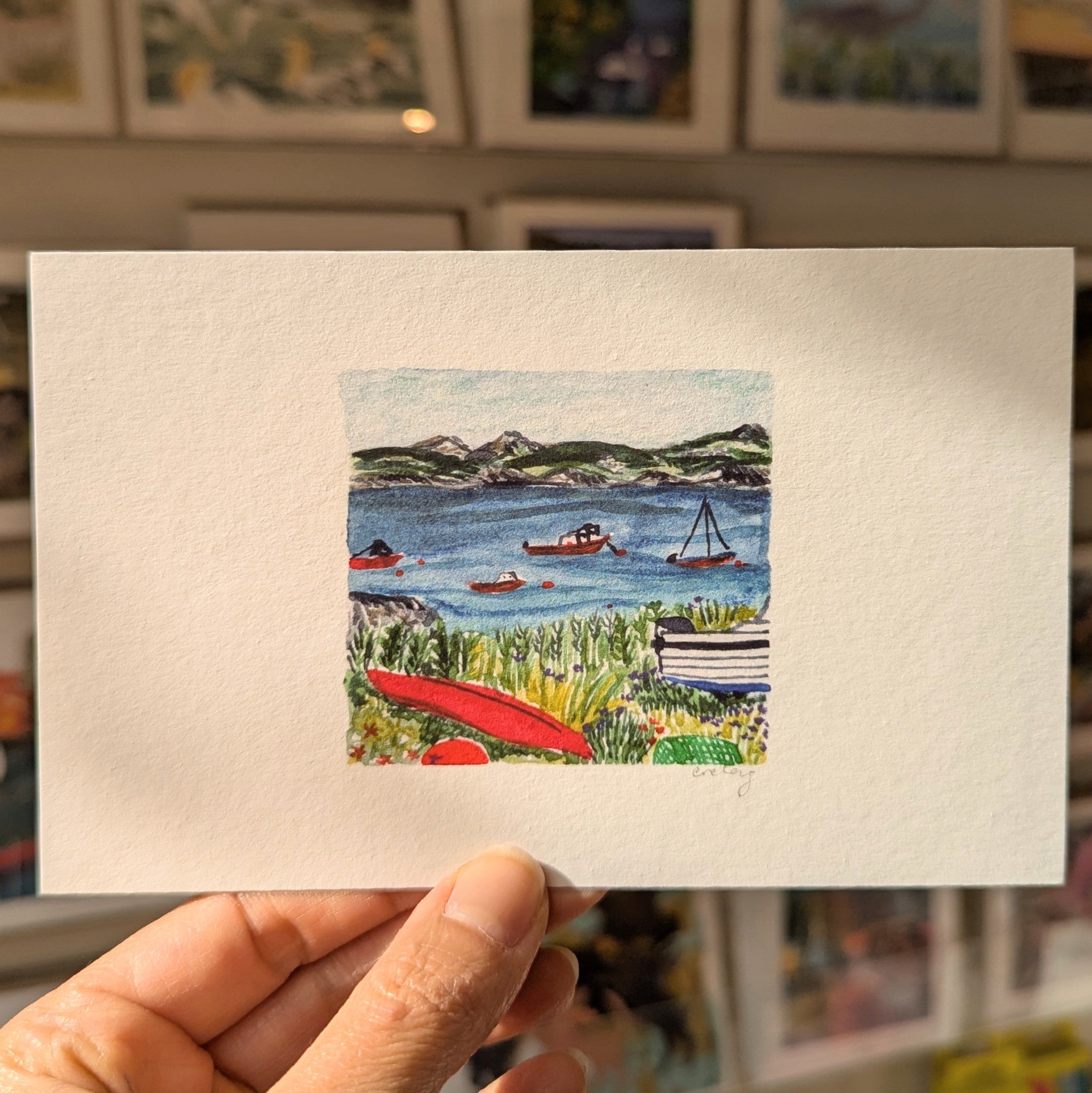 A6 Boats In The Mull Print