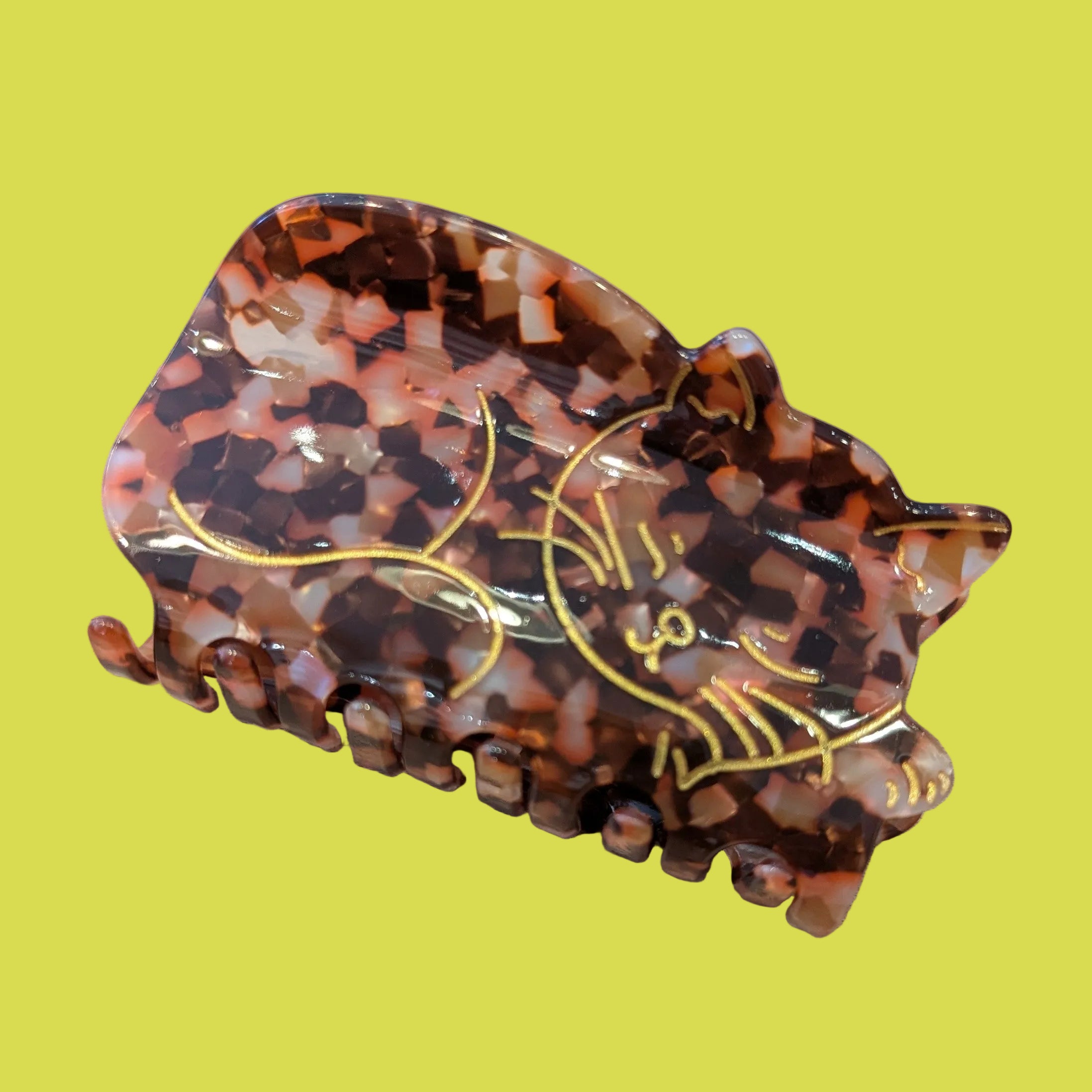 Sleeping Cat Hair Clip - Pink Tortoiseshell