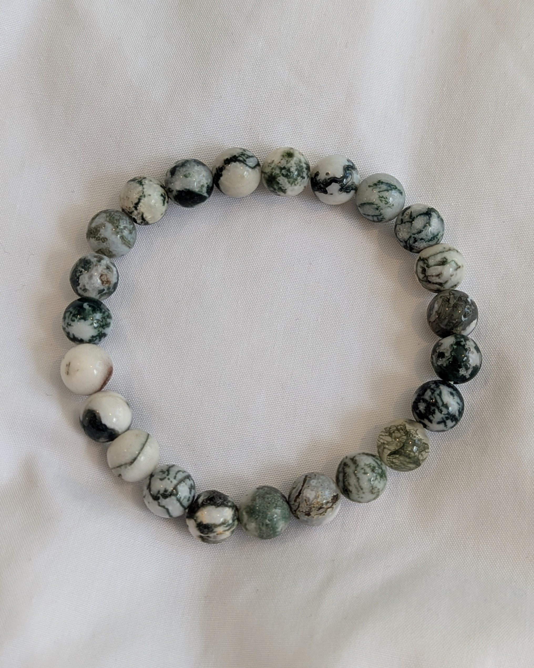 Tree Agate Bead Bracelet