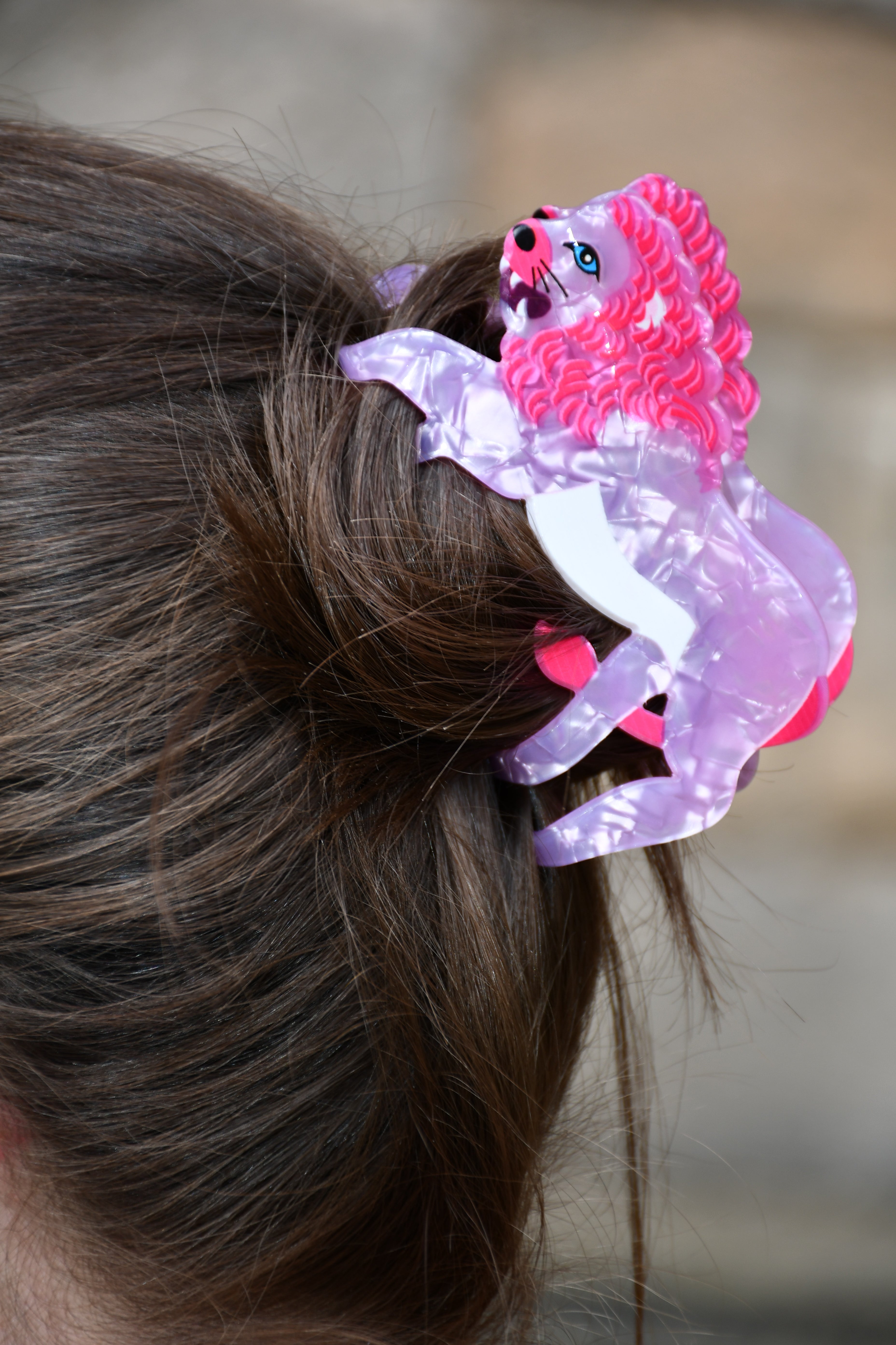 Pink Lion Hair Clip