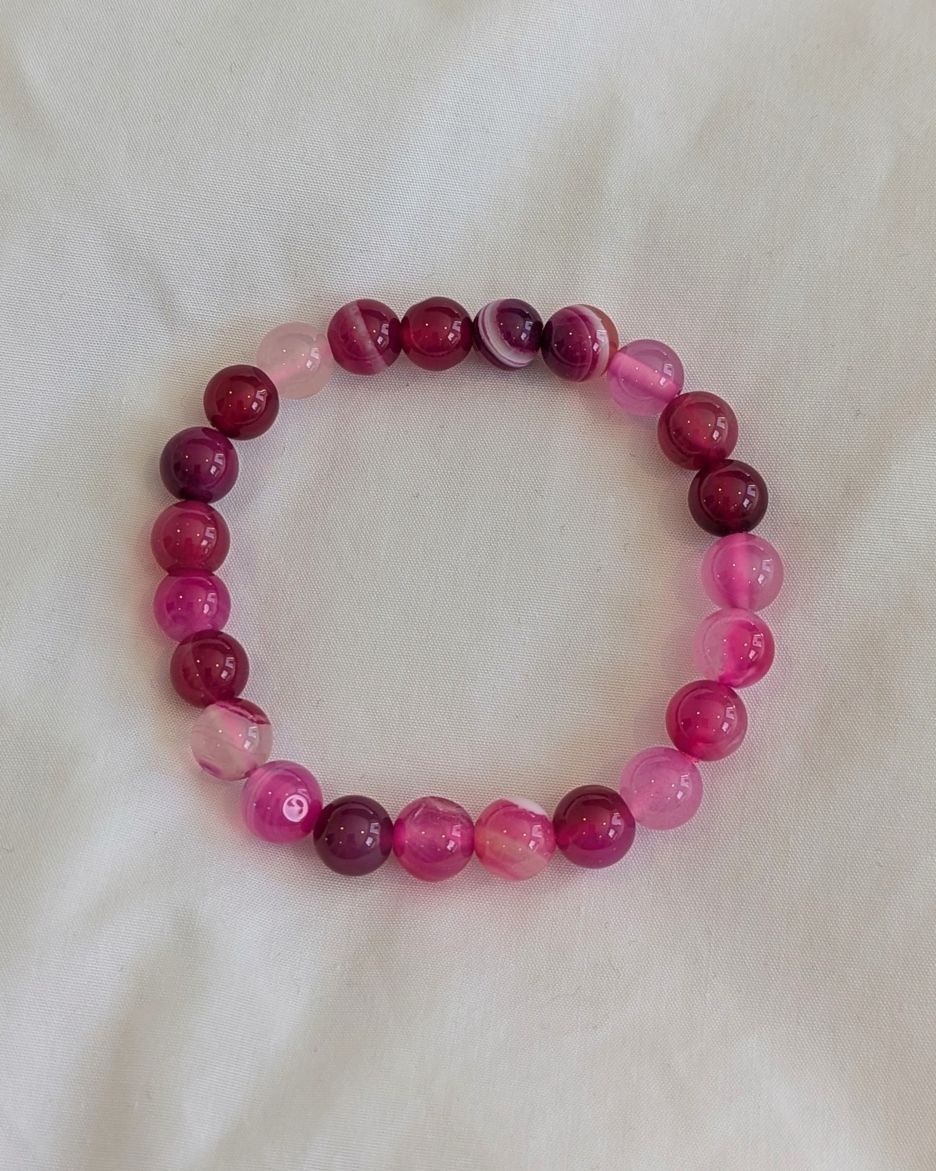 Pink Agate Bead Bracelet