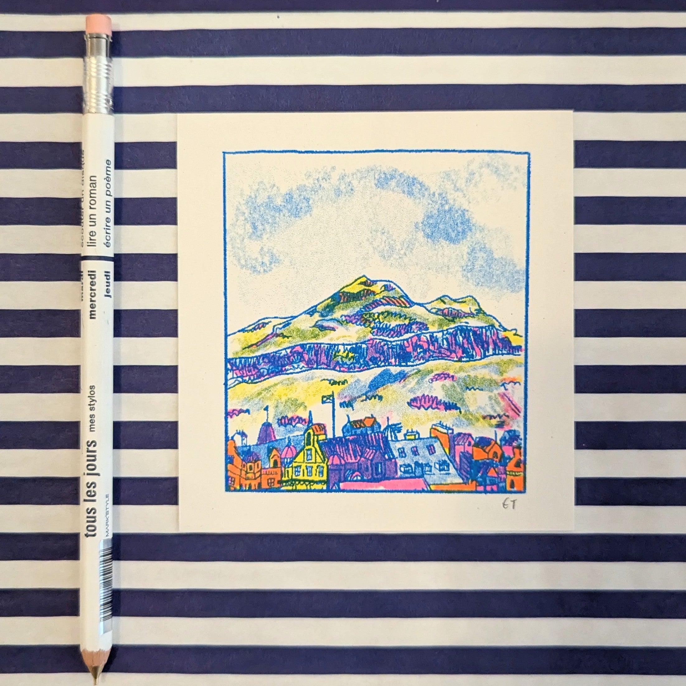 Arthur's Seat Mini Riso Print