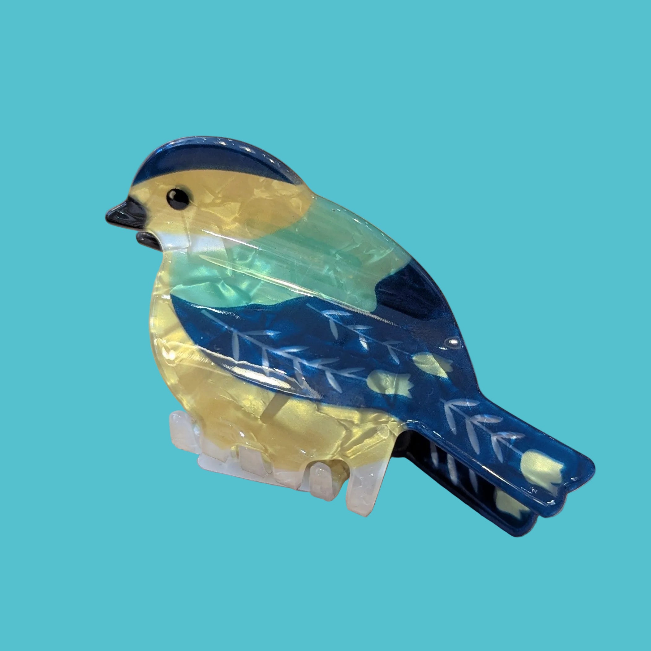 Folk Art Hair Clip - Blue Tit