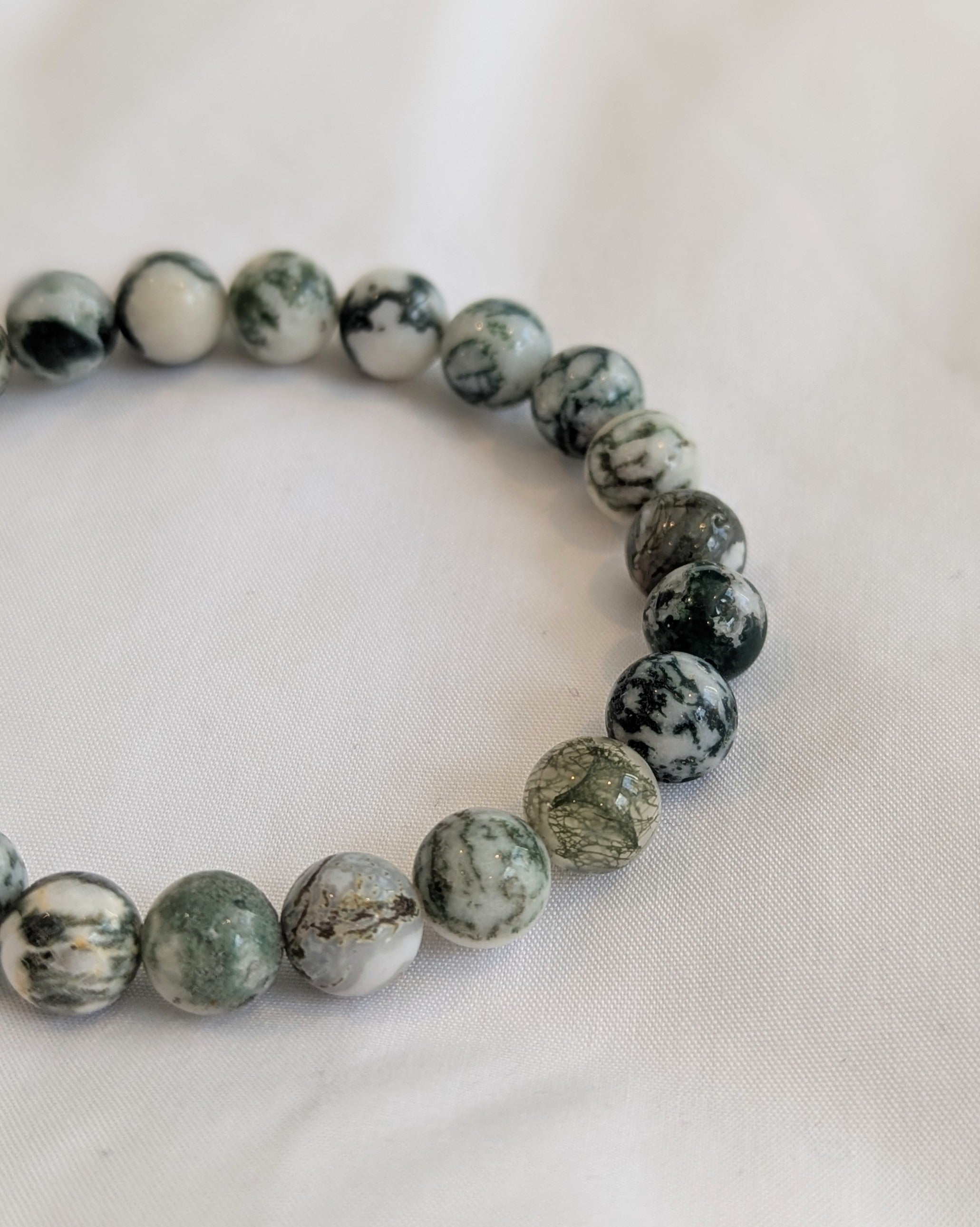 Tree Agate Bead Bracelet