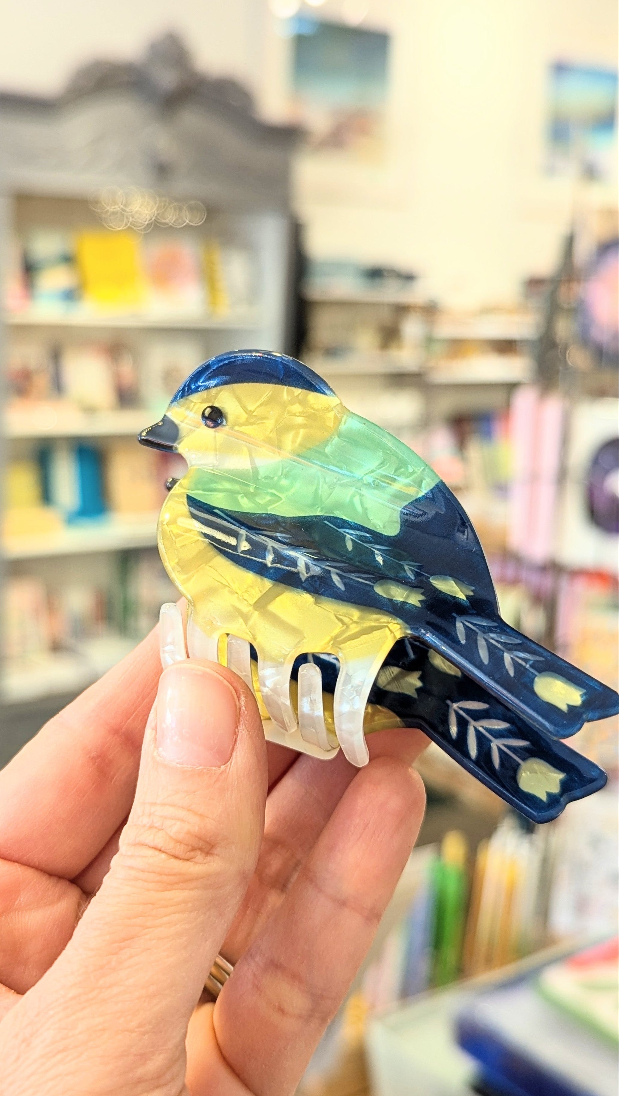 Folk Art Hair Clip - Blue Tit