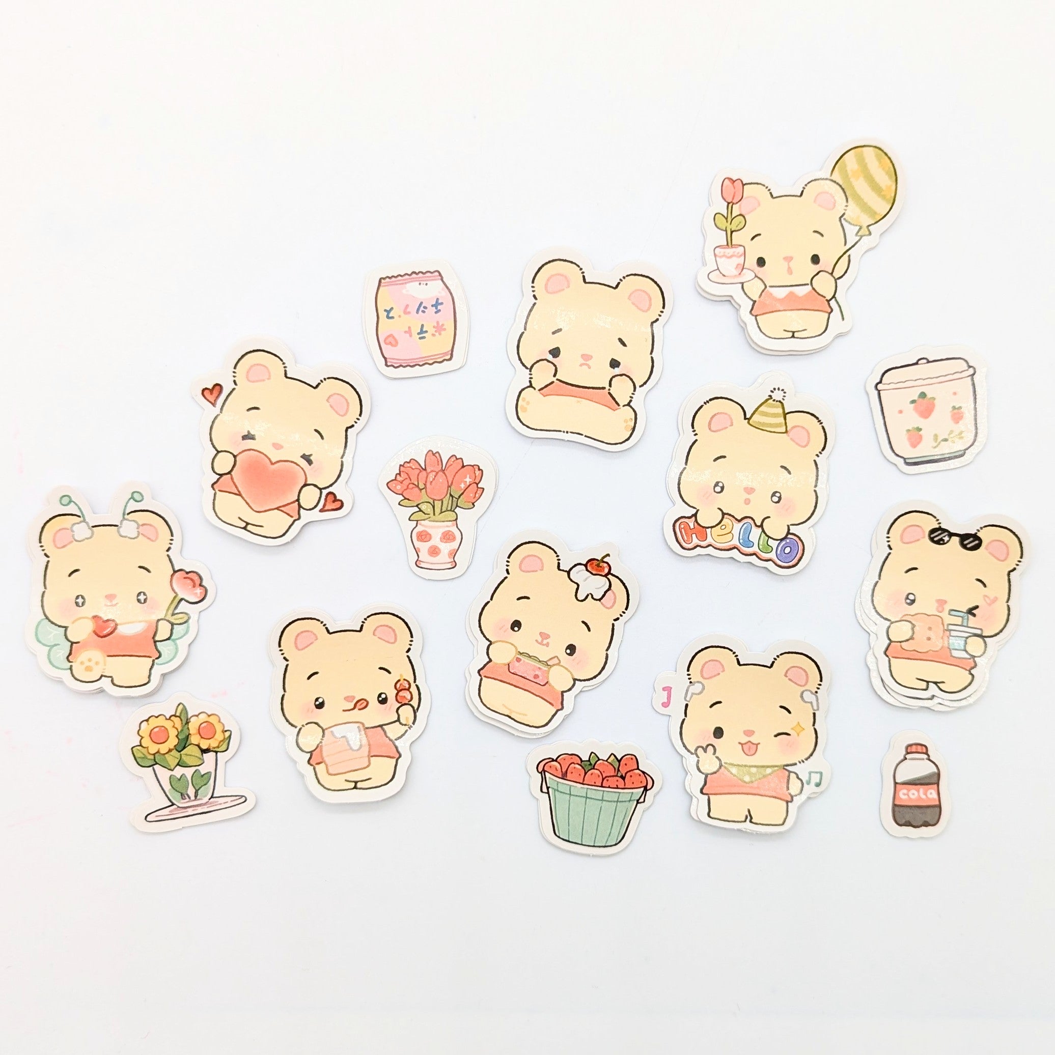 Kawaii Bear Can Sticker Set