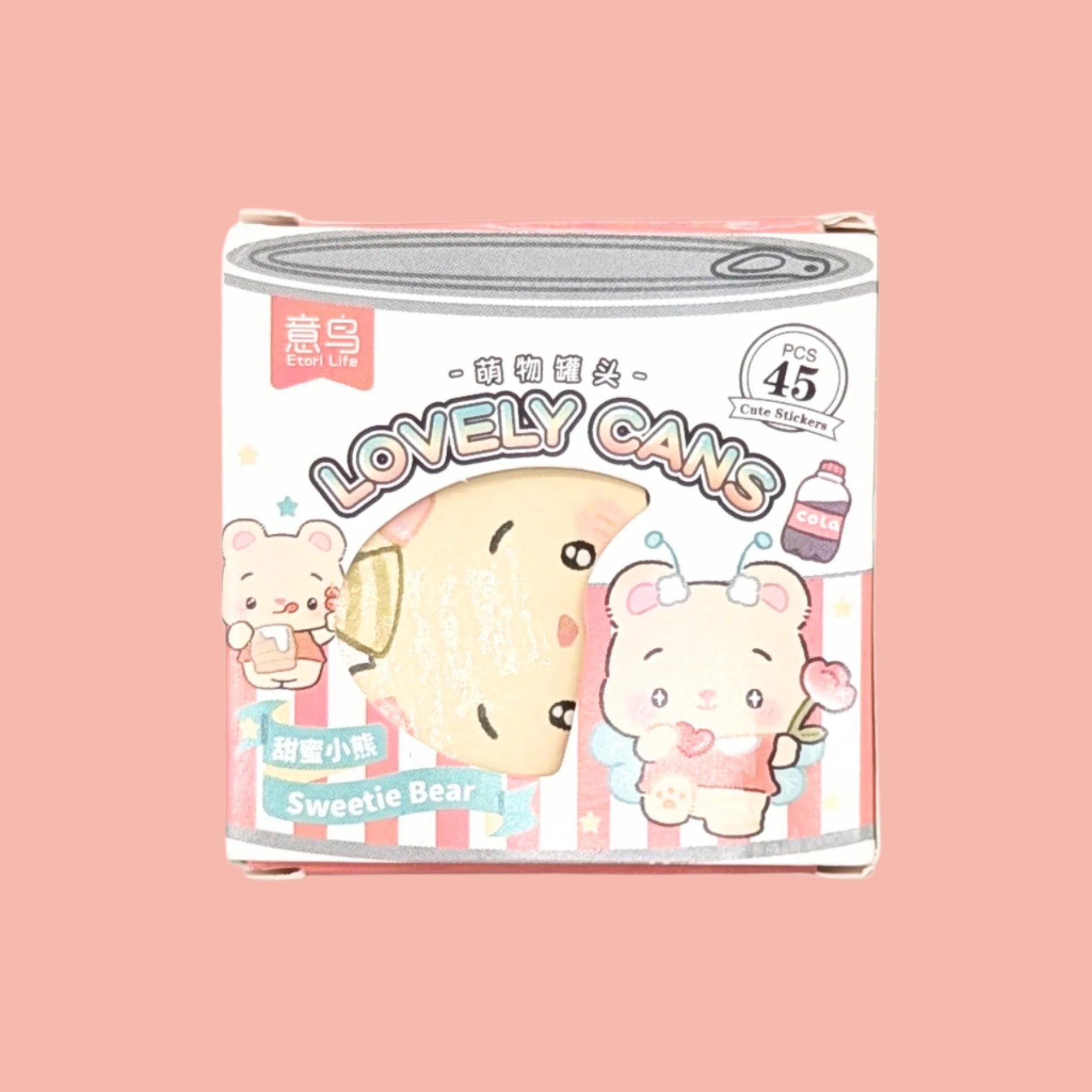 Kawaii Bear Can Sticker Set