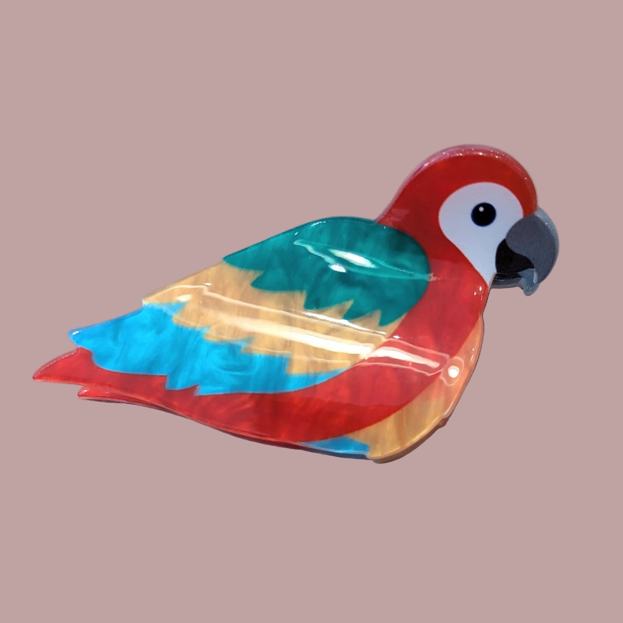 Red Macaw Parrot Hair Clip