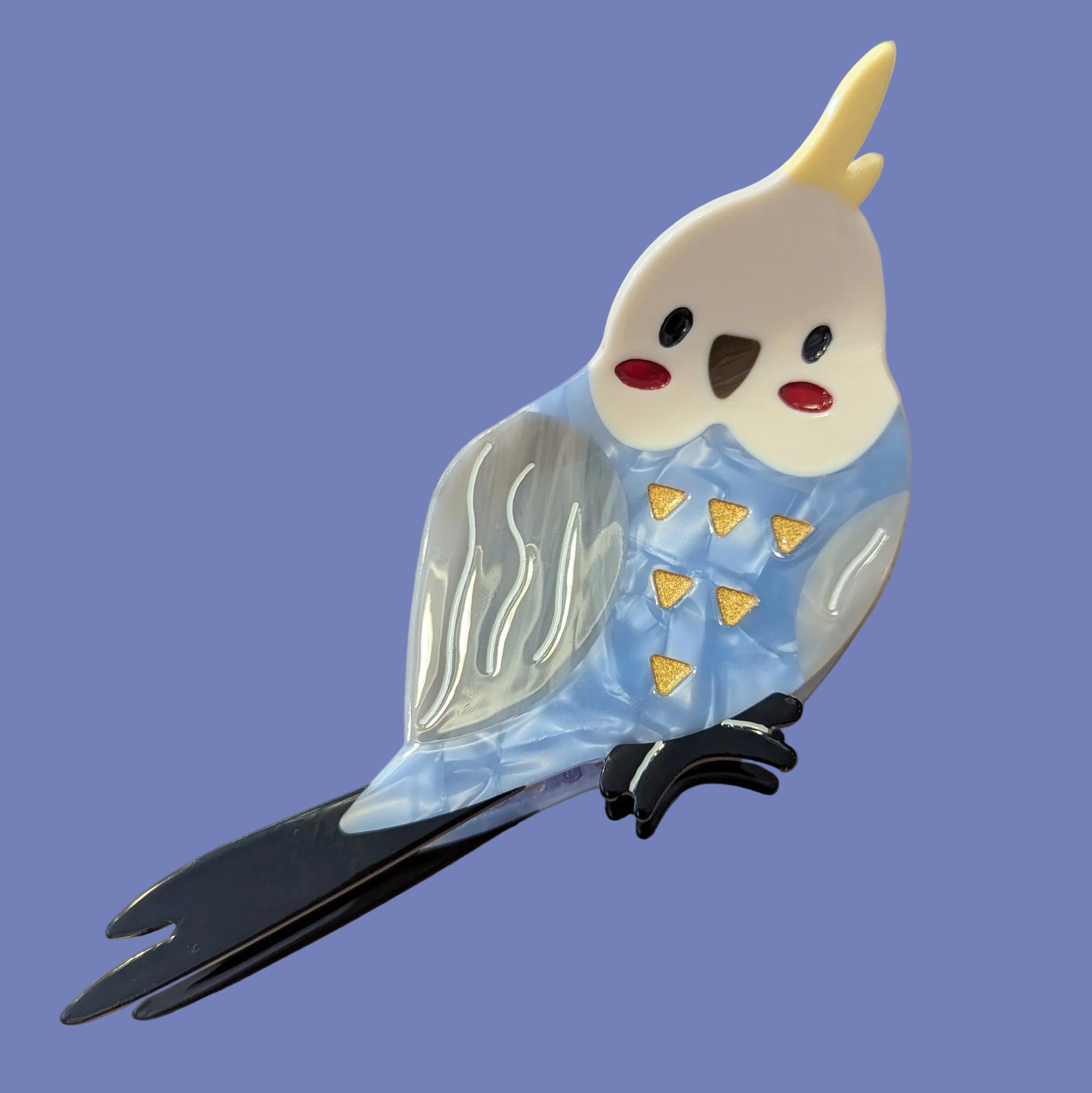 Blue Cockatiel Eco Acetate Hair Clip