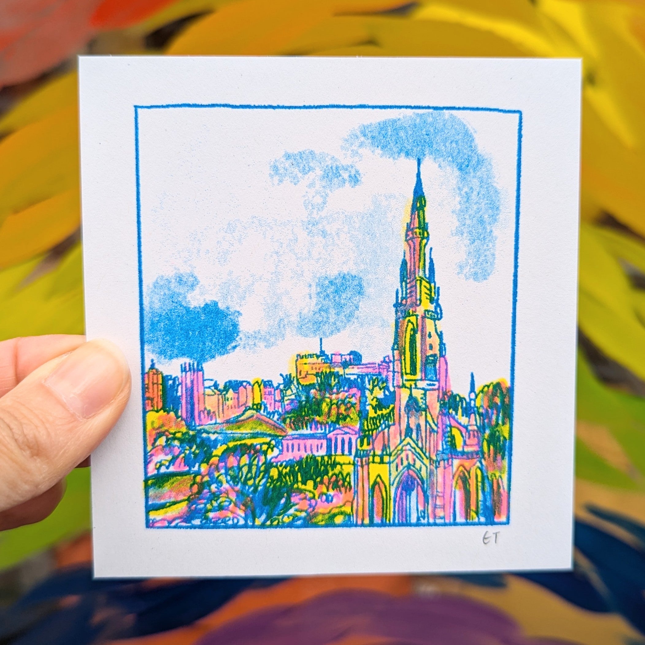 Scott Monument Mini Riso Print