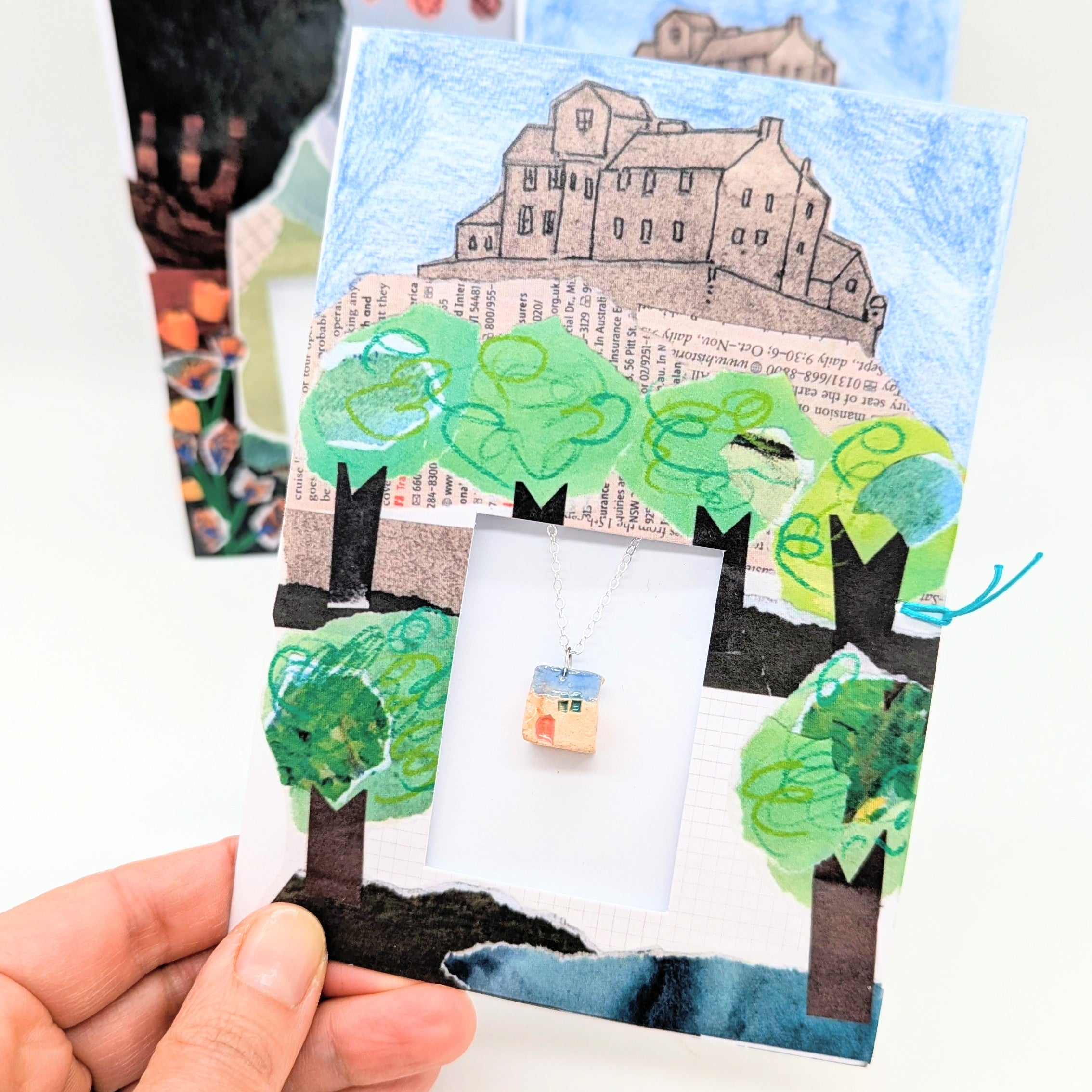 Tiny Ceramic Bothy Necklace With Silver Chain