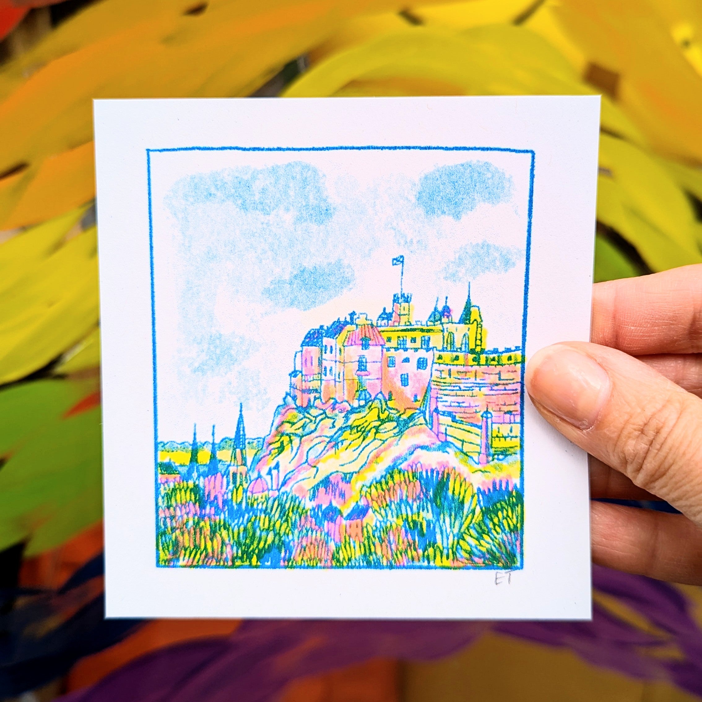 Edinburgh Castle Mini Riso Print