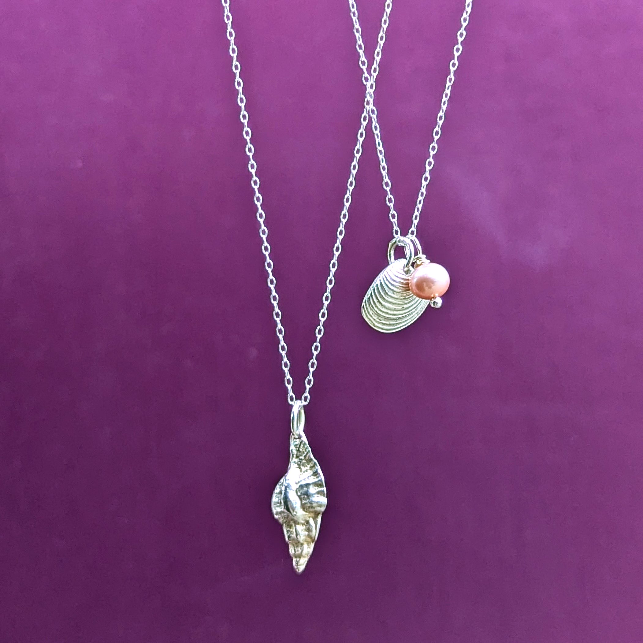 Silver Whelk Shell Necklace