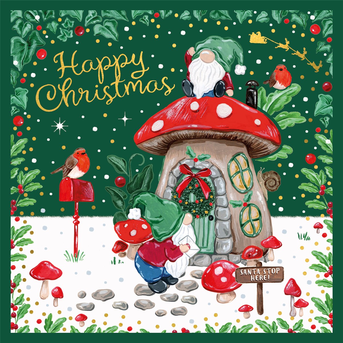 Pack Of 10 Christmas Cards - Going Gnome
