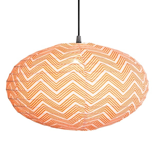 Large 80cm Cream & Orange Kuba Cotton Pendant Lampshade
