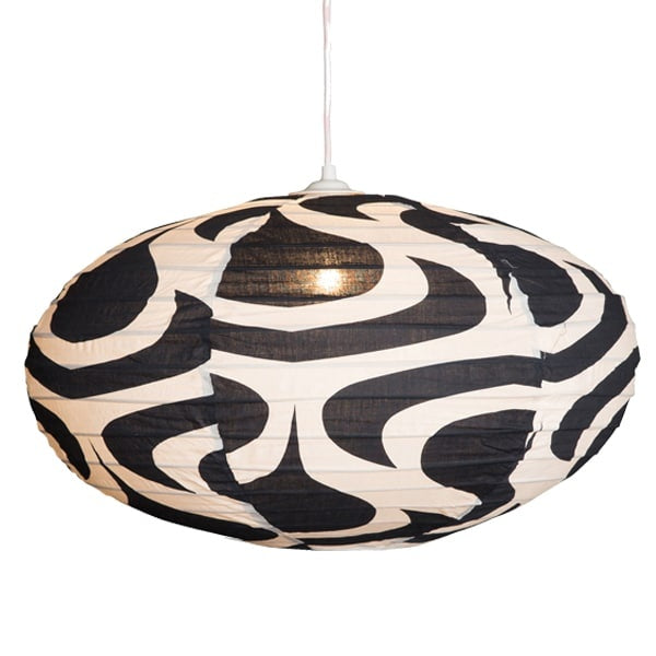 Small 60cm Charcoal & Cream Double Drop Cotton Pendant Lampshade