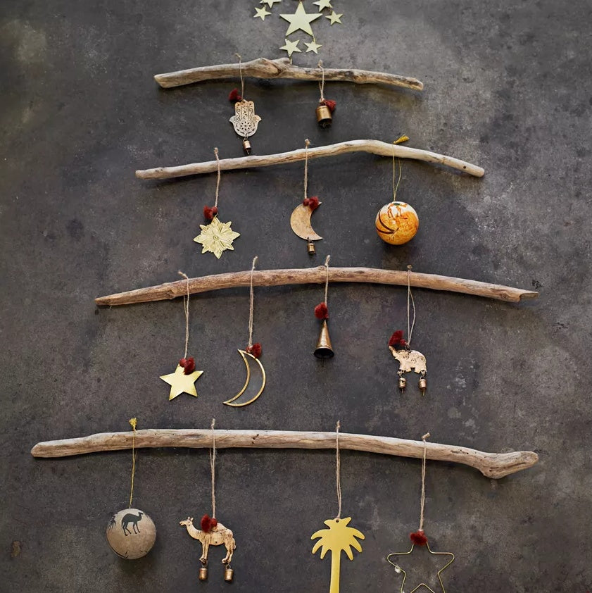 Antique Brass Star Decoration With Embossed Pattern