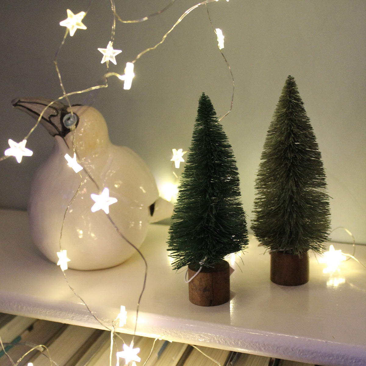 Set Of Two Green Sisal Christmas Tree Decorations