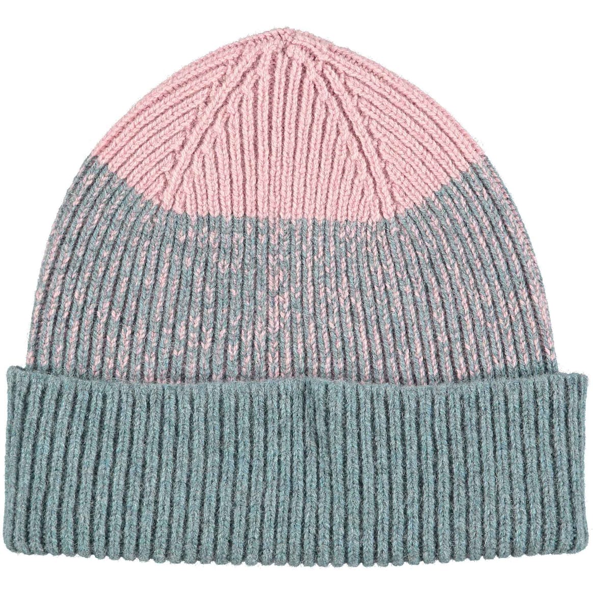 Sea Green & Pink Marl Merino Lambswool Beanie Hat