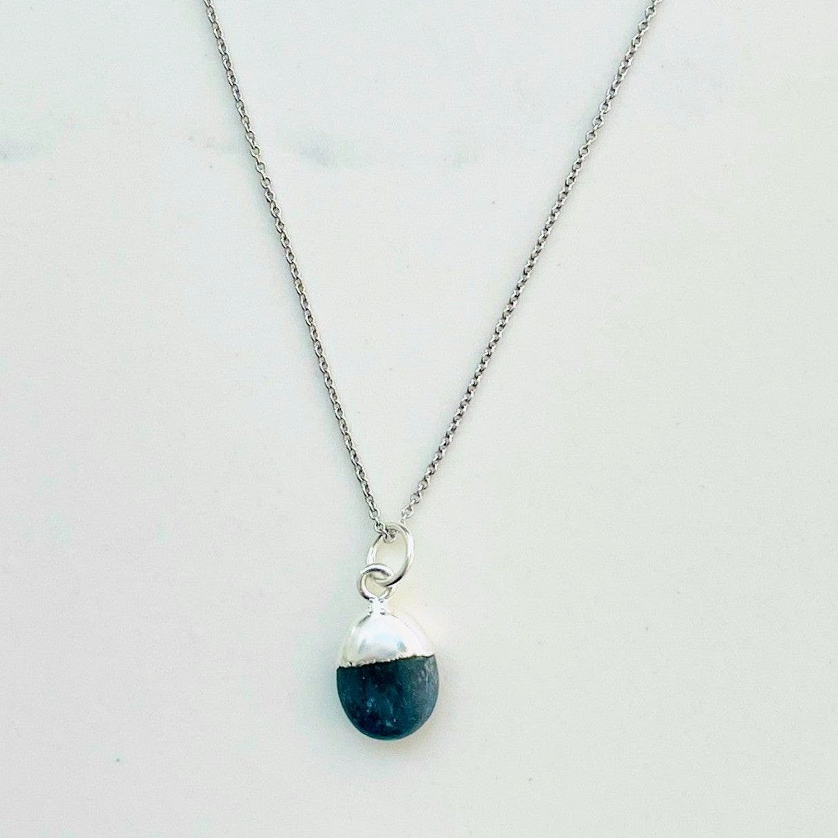 Smooth Tumbled Tanzanite Pendant Necklace