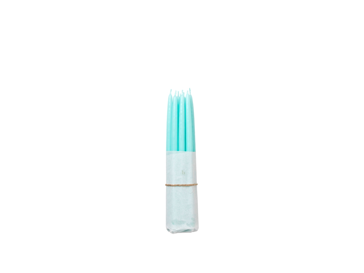 Pack Of Ten Thin Mint Green Tapered Candles